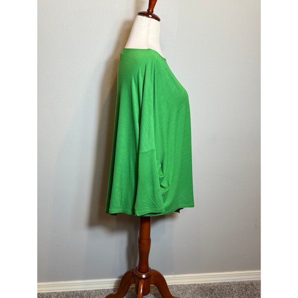 J. Jill tunic green 3/4 dolman sleeve asymmetrical hem popover loose fit Sz M - Picture 4 of 8